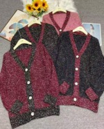 Autumn Winter French Elegant Loose Thick Oversized Knit Cardigan Sweater, About 800 Pieces Bulk Stock Wholesale - Image 8