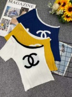 Summer New Chic One-shoulder Knit Short Sleeve T-shirt, Around 150 Pieces, Wholesale Clothing Stock Lot - Image 1