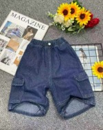 Summer New Unisex Boys Girls Kids Vintage Washed Cotton Multi-pocket Cargo Denim Shorts Size 100-150, Total 424 Pcs Bulk Wholesale - Image 8