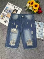 New Summer Original Brand American Style Loose Ripped Men's Denim Shorts, Approx 165 Pieces Stock Clearance Bulk Wholesale - Image 1