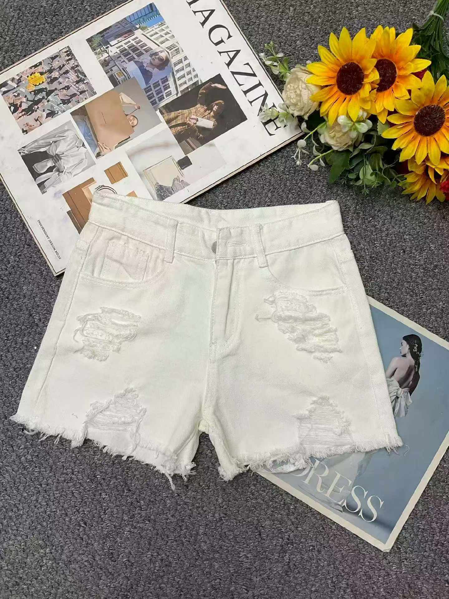 Summer New Retro Washed Cotton Ripped Denim Shorts, Individual Pack With Tag, S-5XL, Around 200 Pcs - Image 1