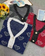 New Autumn Winter High Quality Loose Jacquard Tweed Chenille Cardigan Sweater 793 Pcs Bulk Stock Wholesale - Image 1