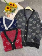 New Autumn Winter High Quality Loose Jacquard Tweed Chenille Cardigan Sweater 793 Pcs Bulk Stock Wholesale - Image 8