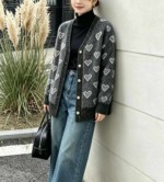 New Autumn Winter High Quality Loose Jacquard Tweed Chenille Cardigan Sweater 793 Pcs Bulk Stock Wholesale - Image 6