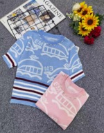 Summer New Trendy Contrast Color Heavy Beading Knit Short Sleeve T-Shirt, 360 Pieces Bulk Stock Wholesale - Image 8