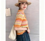 Summer New Loose Color-block Gradient Crochet Hollow-out Lapel Knit Short Sleeve Cardigan 340 Pcs Bulk Stock - Image 7
