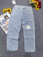 About 770 Pieces Spring Summer New Unisex Fashion Printed Harem Dad Denim Jeans With Tags Individual Packing Stock Wholesale - Image 8