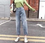 About 770 Pieces Spring Summer New Unisex Fashion Printed Harem Dad Denim Jeans With Tags Individual Packing Stock Wholesale - Image 7