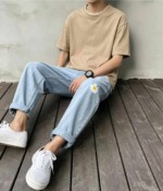 About 770 Pieces Spring Summer New Unisex Fashion Printed Harem Dad Denim Jeans With Tags Individual Packing Stock Wholesale - Image 6