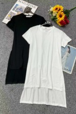 470 Pieces Summer Korean Style Solid Color Slim Fit Stretch Slit Mid-length Crew Neck Short Sleeve T-shirts Bulk Stock Clearance - Image 9