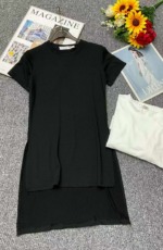 470 Pieces Summer Korean Style Solid Color Slim Fit Stretch Slit Mid-length Crew Neck Short Sleeve T-shirts Bulk Stock Clearance - Image 8