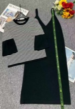 Clearance 63 Sets Spring Summer Korean Style Colorblock Striped Knit 2-Piece Outfit One Size - Image 8