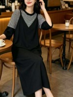 Clearance 63 Sets Spring Summer Korean Style Colorblock Striped Knit 2-Piece Outfit One Size - Image 4