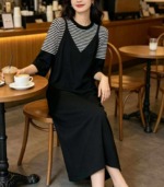 Clearance 63 Sets Spring Summer Korean Style Colorblock Striped Knit 2-Piece Outfit One Size - Image 3