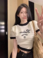 105 Pcs Summer Sweet & Spicy Tweed-style Embroidered Hollow Out Knit T-Shirts Bulk Stock Wholesale - Image 4