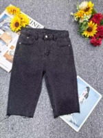 Summer New High Stretch High Waist Slimming Fitted Frayed Denim Five-inch Shorts, About 200 Pieces For Bulk Wholesale Clearance - Image 1