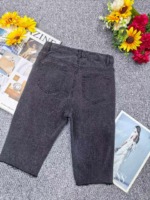 Summer New High Stretch High Waist Slimming Fitted Frayed Denim Five-inch Shorts, About 200 Pieces For Bulk Wholesale Clearance - Image 9