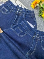 Summer New Arrival High Waist High Stretch Dark Blue Multi-button Wide Leg Denim Shorts, Individually Packaged, Around 210 Pieces Bulk Clearance - Image 8