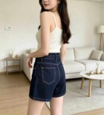 Summer New Arrival High Waist High Stretch Dark Blue Multi-button Wide Leg Denim Shorts, Individually Packaged, Around 210 Pieces Bulk Clearance - Image 7
