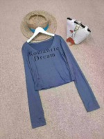 Clearance Sale 79 Pieces: Minimalist Letter Print U-Neck Hot Style Soft Fabric Long Sleeve Tops, 2 Colors, Individually Packed - Image 6
