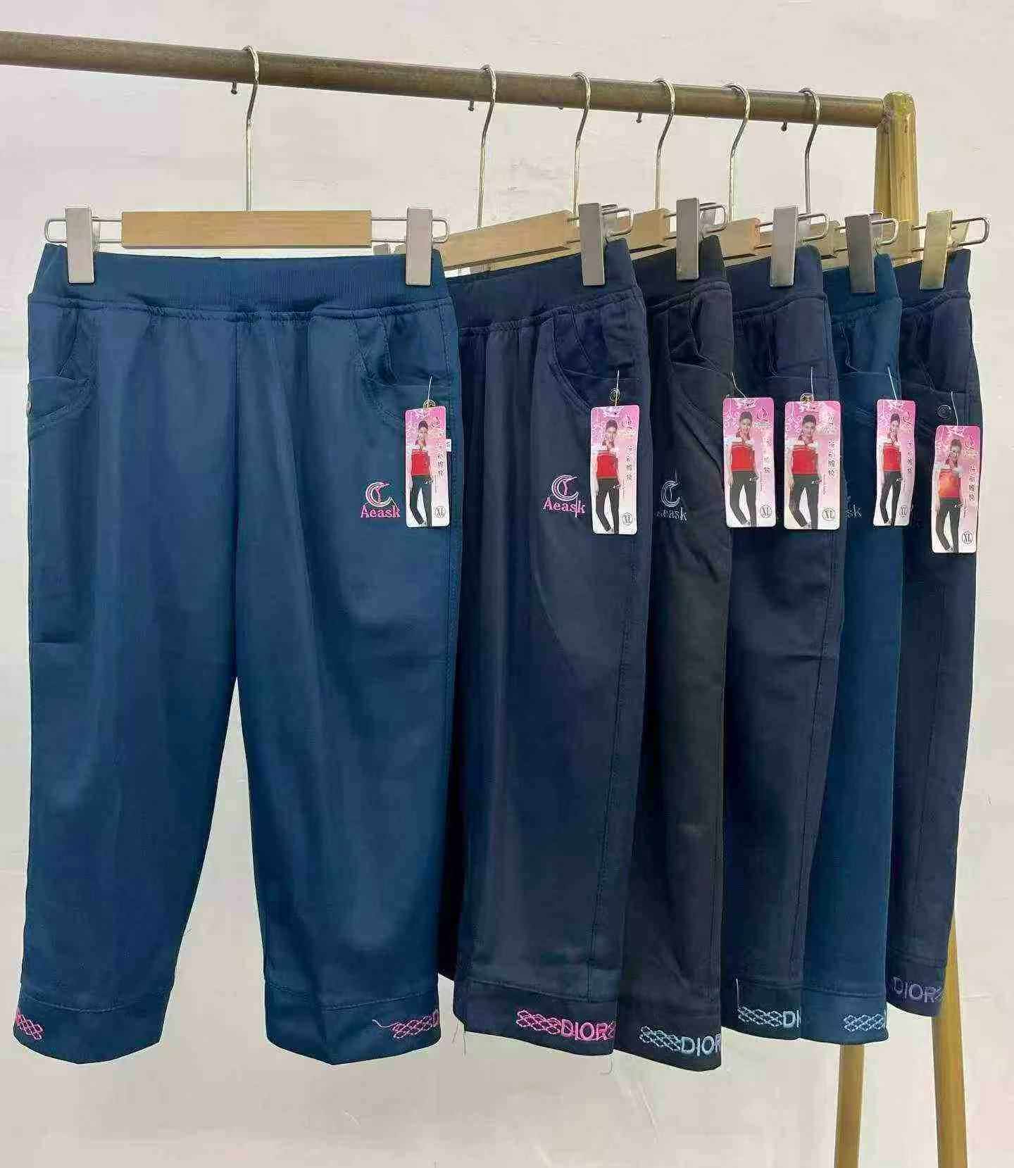 815 Pcs Women's Embroidered Casual Sports Capri Pants, Inner Drawstring Side Pockets, Individually Packed With Hangtags - Image 1