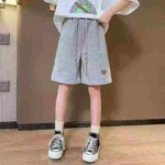 138 Pieces 100% Cotton Kids Casual Sports Shorts With Embroidered Heart Pattern - Image 6