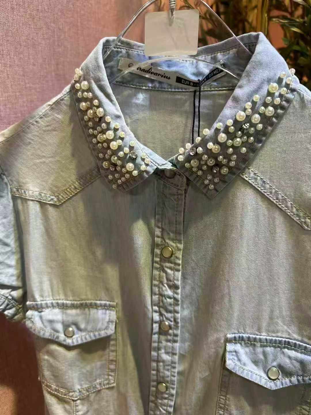 Clearance Stock Vintage Washed Denim Shirts For Women, 46 Pieces Total, Size S-XL, Individual Packing - Image 1