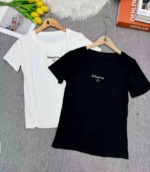 200PCS Bulk Clearance Women's Summer Ribbed Embroidered Slim Fit High Elastic Short Sleeve T-Shirts - Image 6