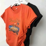 500 Pieces High Stretch American Retro Irregular High Waist Slim Short Sleeve T-Shirts - Image 8