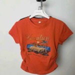 500 Pieces High Stretch American Retro Irregular High Waist Slim Short Sleeve T-Shirts - Image 3