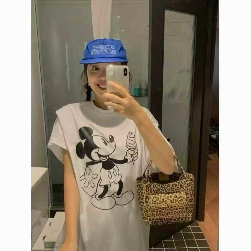 Cartoon Creative Mickey Women's Short Sleeve T-Shirt Summer Casual Tops S-XL, Around 6800 Pieces Total, 10 Pieces Per Pack - Image 1
