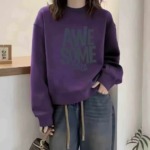 Women's Loose Crew Neck Long Sleeve Sweatshirts 2026 Spring Autumn Korean Casual Tops About 800pcs Stock Clearance Wholesale - Image 1