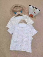 Clearance Stock: 925 Pieces Fresh Floral Ice Silk Button Short Sleeve Crop Tops, Mixed Sizes, Individual Packing - Image 8