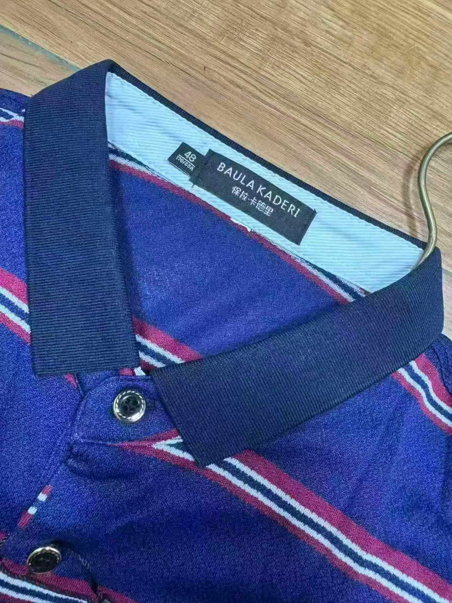 Around 1000 Pieces Men's Striped Business Polo Collar Short Sleeve T-Shirts Bulk Clearance Wholesale - Image 2