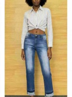 New Design Stretch Washed Blue Women's Jeans, 390 Pieces, Sizes S-XL, Bulk Stock Wholesale - Image 6
