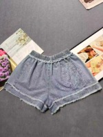 Frayed Hem A-Line Summer Thin Loose High Waist Wide Leg Denim Shorts For Women 196 Pieces - Image 5