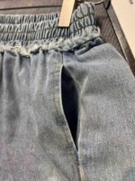 Frayed Hem A-Line Summer Thin Loose High Waist Wide Leg Denim Shorts For Women 196 Pieces - Image 4