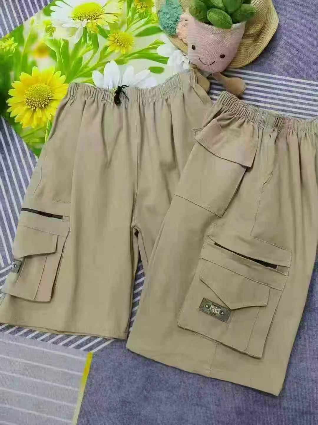 2000 Pcs Men's 5-inch Cargo Shorts, Loose Elastic Waist Casual Shorts for Middle-aged & Elderly Men Wholesale Stock Lots - Image 2