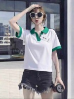 562 Pieces Women's Cotton V-Neck Short Sleeve Polo T-Shirts, Size M-2XL With Individual Packing & Tag - Image 1