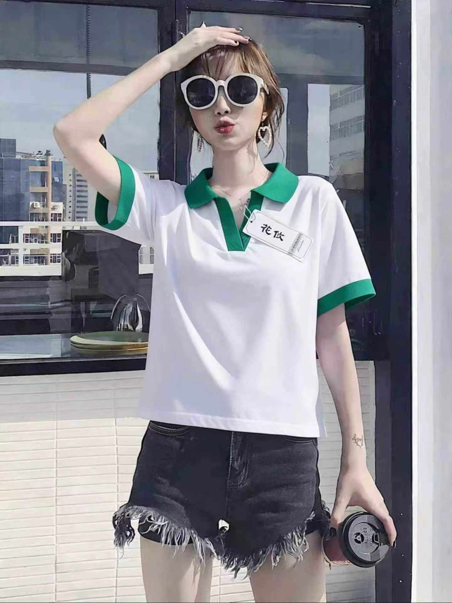 562 Pieces Women's Cotton V-Neck Short Sleeve Polo T-Shirts, Size M-2XL With Individual Packing & Tag - Image 1