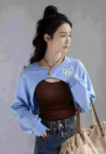 280 Pieces Cropped Cotton Women's Hoodie, New Design Fish Scale Fabric Trendy Crop Top - Image 1