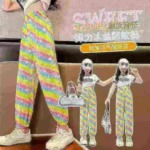 192 Pieces Girls Summer Colored Ice Silk Quick Dry Casual Cuffed Elastic Waist Pants, Sizes 100-170 Bulk Stock - Image 8