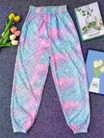 192 Pieces Girls Summer Colored Ice Silk Quick Dry Casual Cuffed Elastic Waist Pants, Sizes 100-170 Bulk Stock - Image 5
