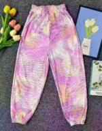 192 Pieces Girls Summer Colored Ice Silk Quick Dry Casual Cuffed Elastic Waist Pants, Sizes 100-170 Bulk Stock - Image 3