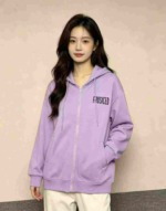 Clearance Around 120 Pcs Korean Style Autumn Winter Loose Fleece Zip Up Hoodies S-XL With Tags Individual Packing - Image 4