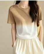 Summer New Gradient Color Crew Neck Ice Silk Knit Short Sleeve T-shirts, 2140 Pieces Bulk Stock Clearance - Image 8