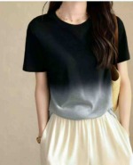 Summer New Gradient Color Crew Neck Ice Silk Knit Short Sleeve T-shirts, 2140 Pieces Bulk Stock Clearance - Image 6