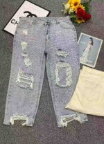 Summer New Branded Original American Style Loose Plus Size Ripped Jeans, 229 Pieces Bulk Stock Wholesale - Image 8