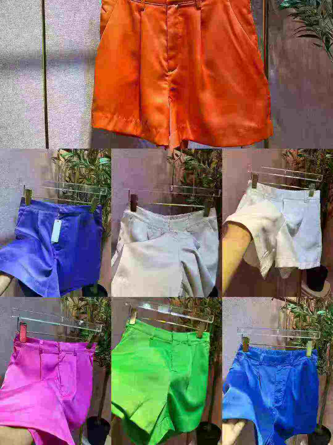 Clearance Shiny Imitation Silk High Waist Pleated Elegant Commuter Blazer Shorts, Total 43 Pieces, 9 Colors Available - Image 1
