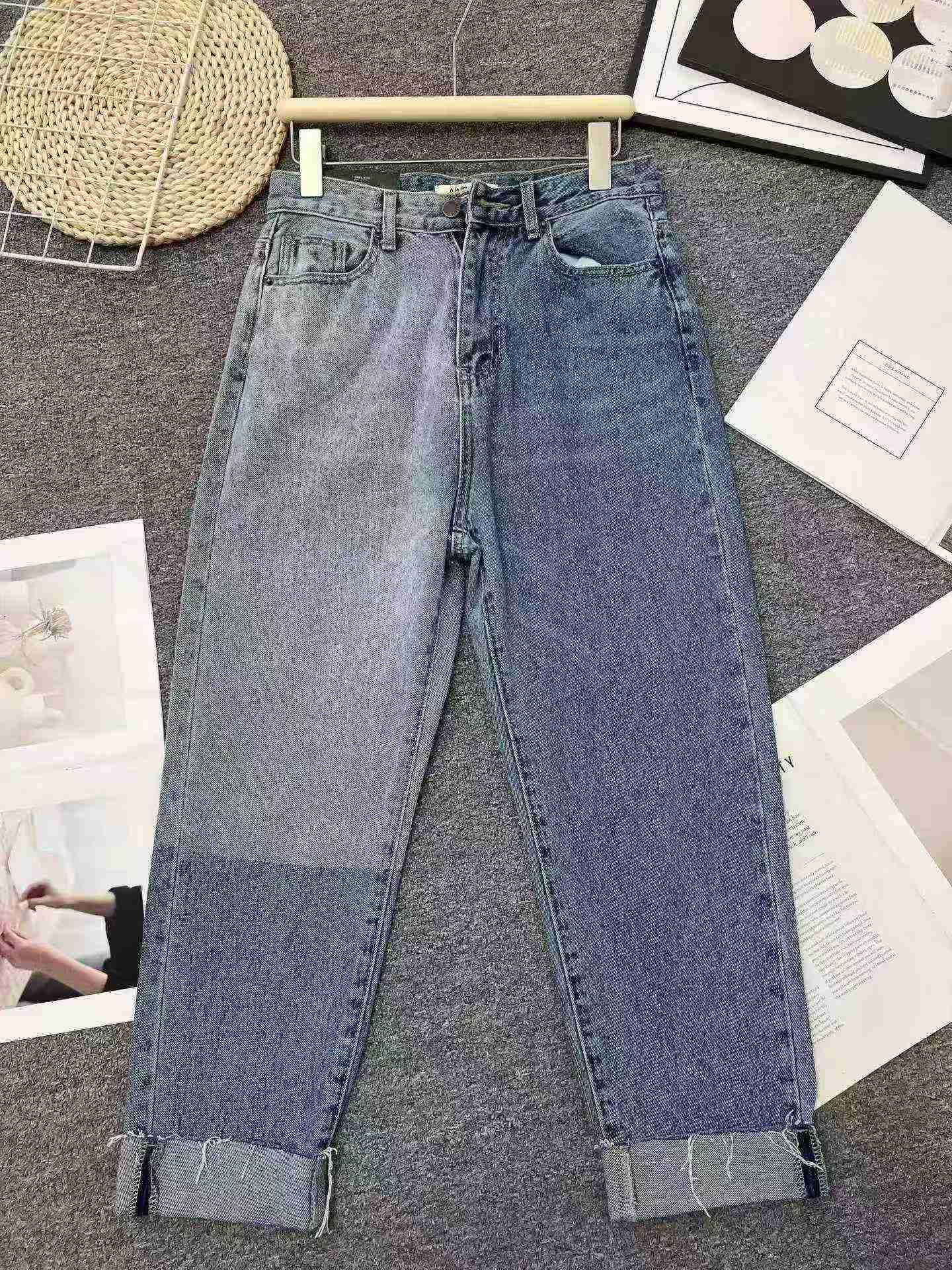 328 Pieces New Spring Summer Women's High Waist Cuffed Straight Slim Cigarette Jeans S-XL, Authentic Individual Pack Bulk Clearance - Image 1